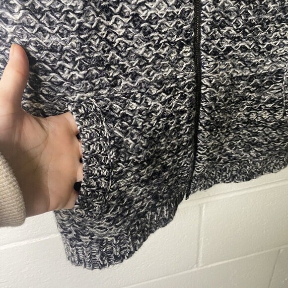 EILEEN FISHER Women Black Gray White YAK WOOL Full Zip Knit Sweater Vest Small - Picture 4 of 6